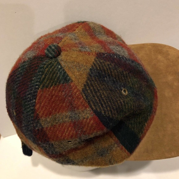 VINTAGE American Eagle Hat Cap Red Brown Leather Mens 90s - Picture 4 of 7